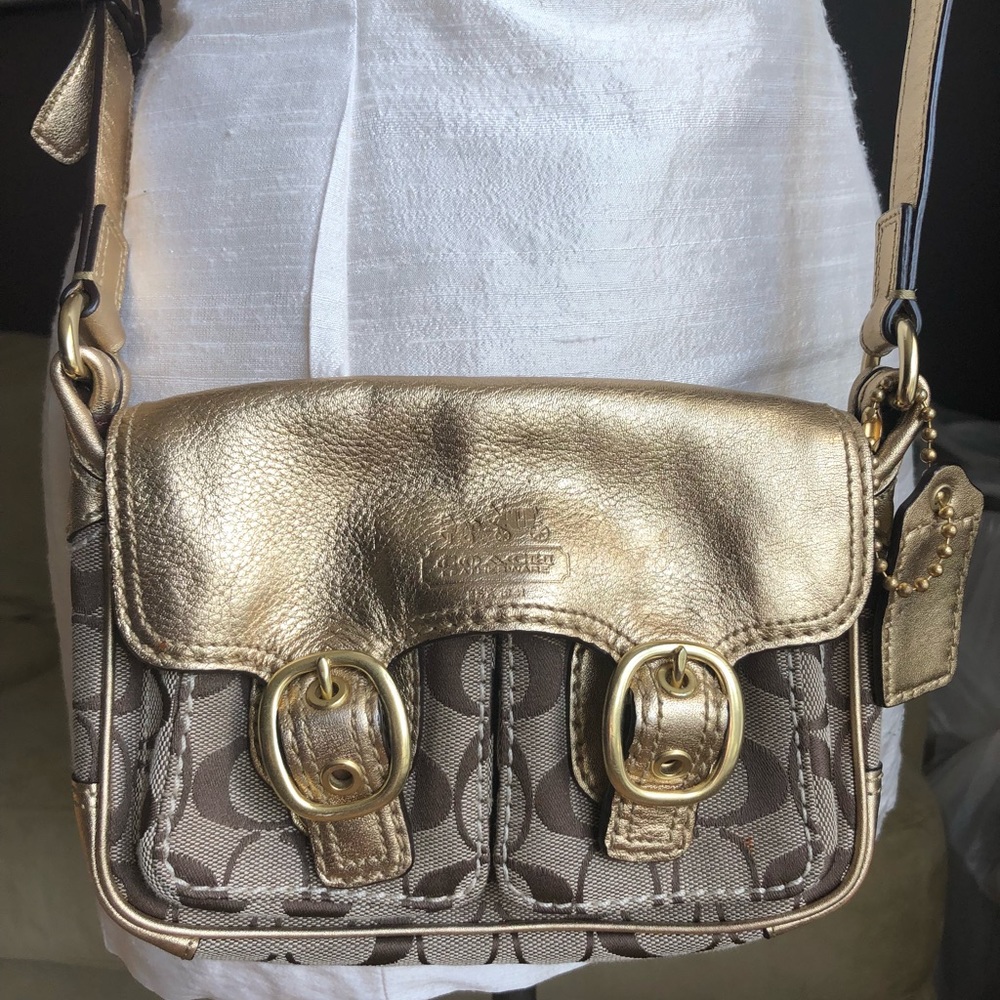 Coach signature gold crossbody